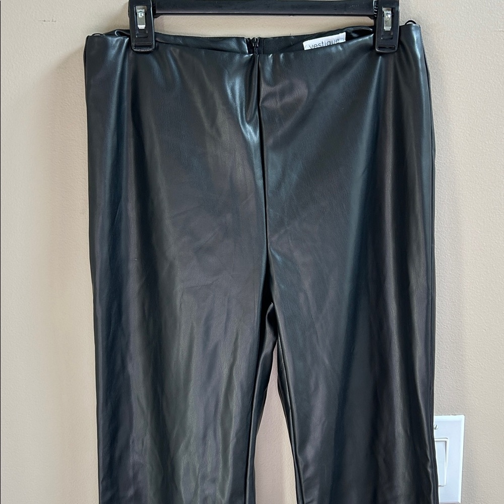 Vestique Black Rockstar Glam Pants Faux Leather Size Large NWT - Picture 2 of 10